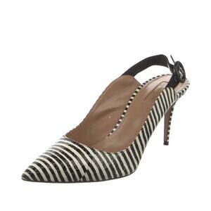 Aquazzura Black & White Striped Slingback Heels 7.5 US / 37.5 IT